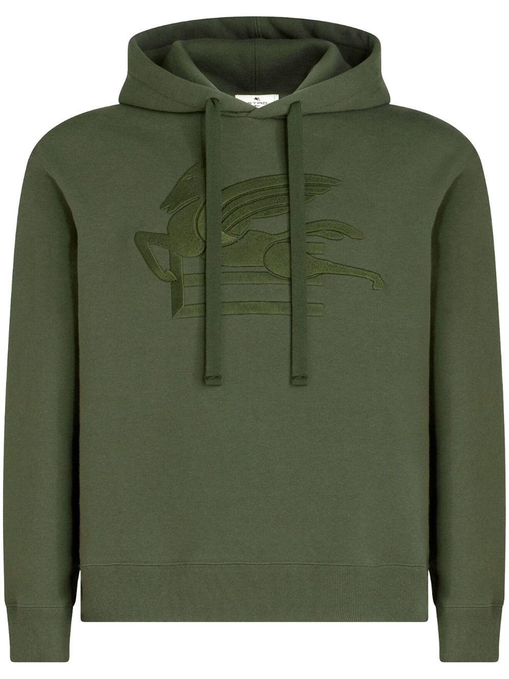 ETRO logo刺绣棉连帽衫 - 绿色