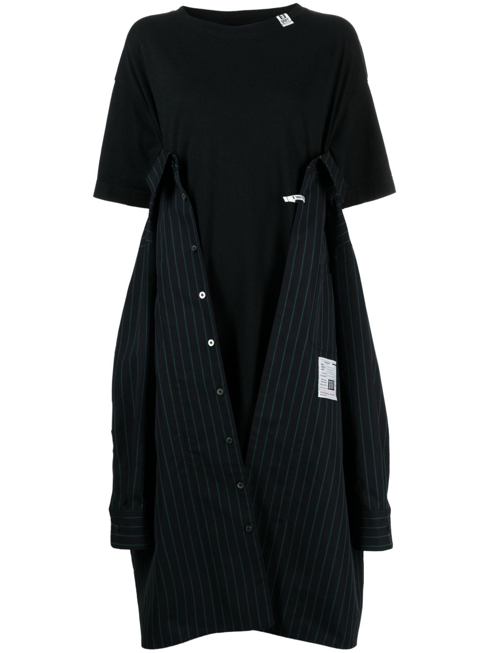 Maison MIHARA YASUHIRO 分层式棉连衣裙 - 黑色