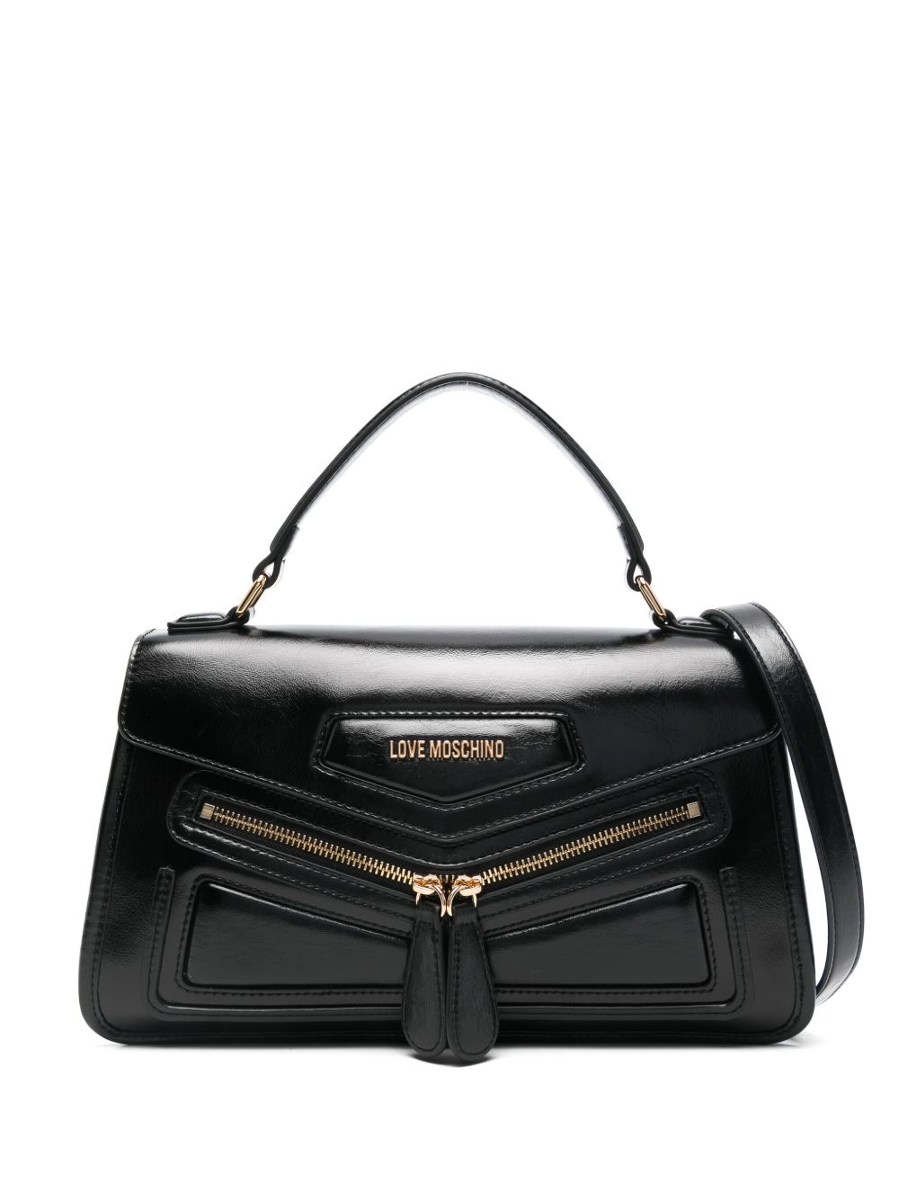 Love Moschino logo标牌手提包 - 黑色
