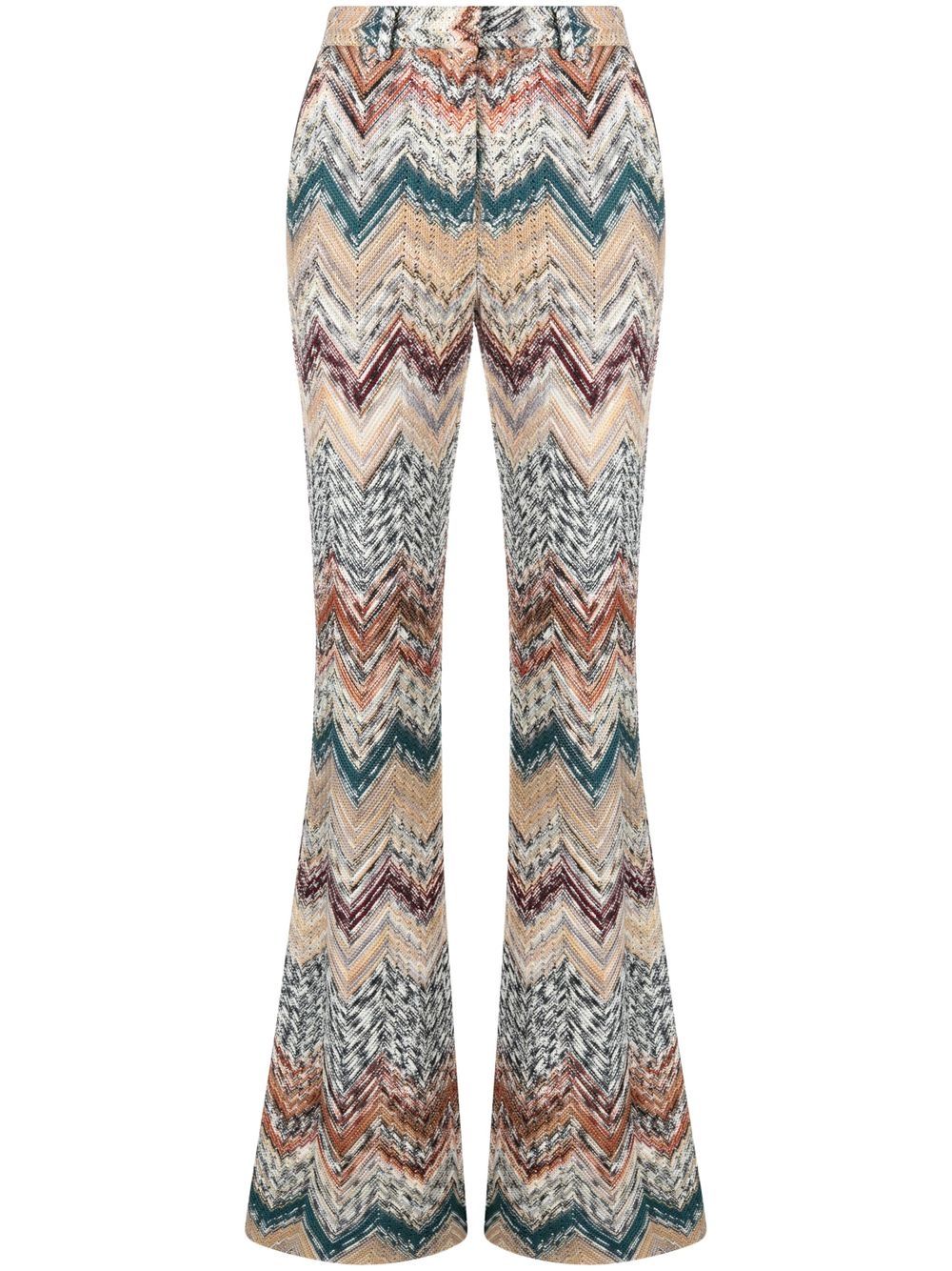 Missoni Z字形图案针织长裤 - 中性色