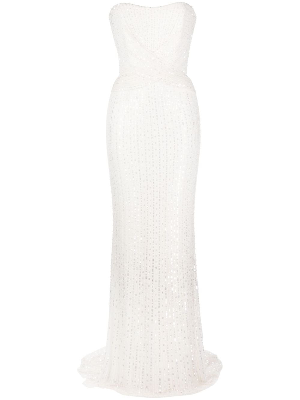 Jenny Packham Mia 缩褶亮片新娘礼服 - 白色