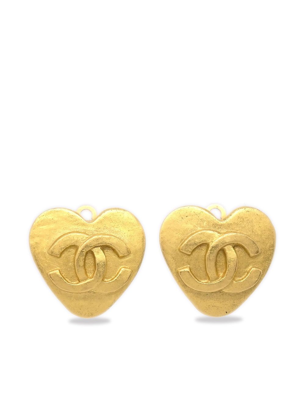 CHANEL Pre-Owned CC 心形夹扣式耳环（1995年典藏款） - 金色