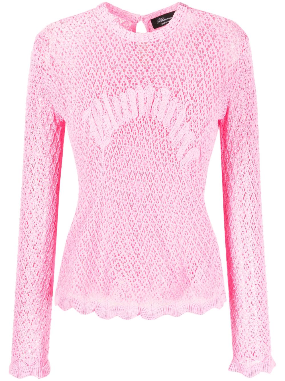 Blumarine logo细节镂空针织上衣 - 粉色