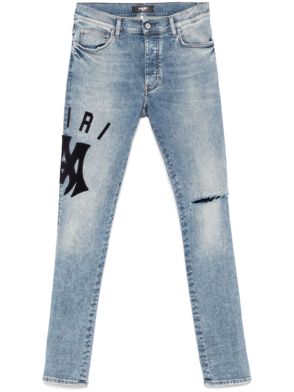 AMIRI logo贴花紧身牛仔裤 - 蓝色