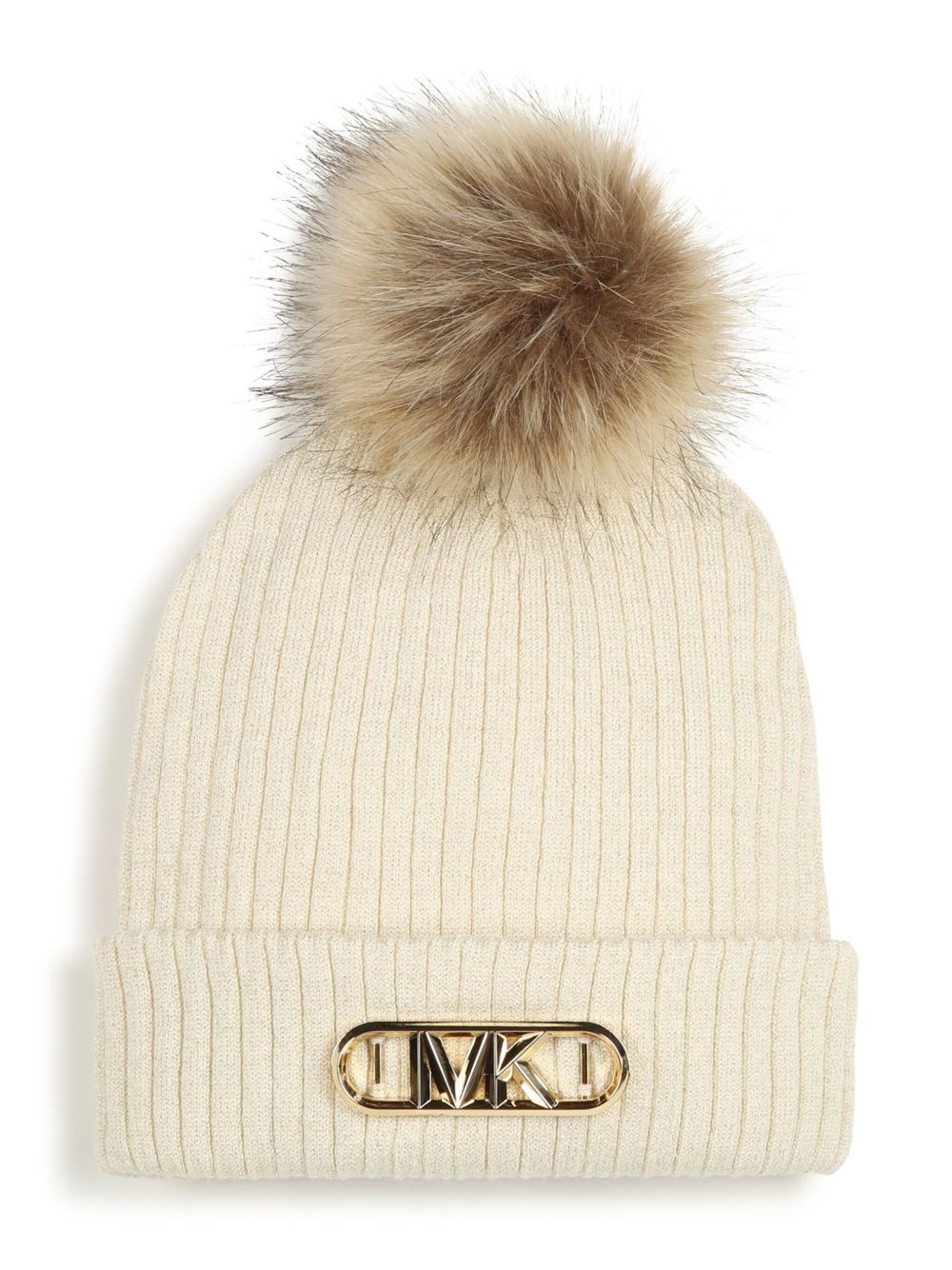 Michael Kors Kids logo标牌绒球套头帽 - 中性色
