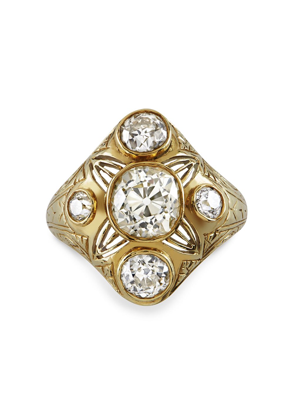 Pragnell Vintage Victorian 15K黄金层叠钻石戒指 - 金色