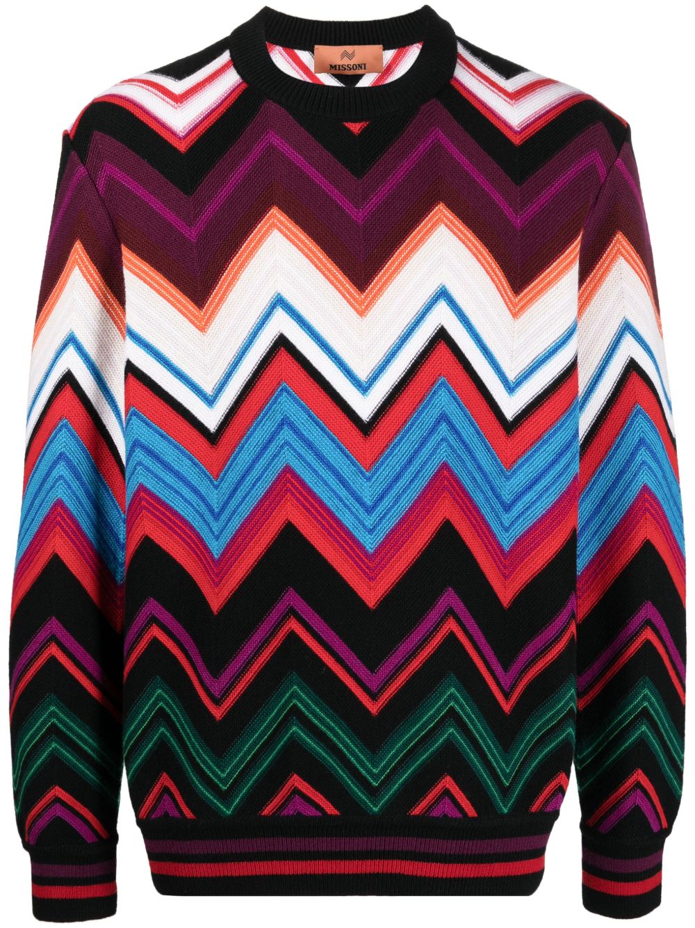 Missoni Z字形图案圆领毛衣 - 红色