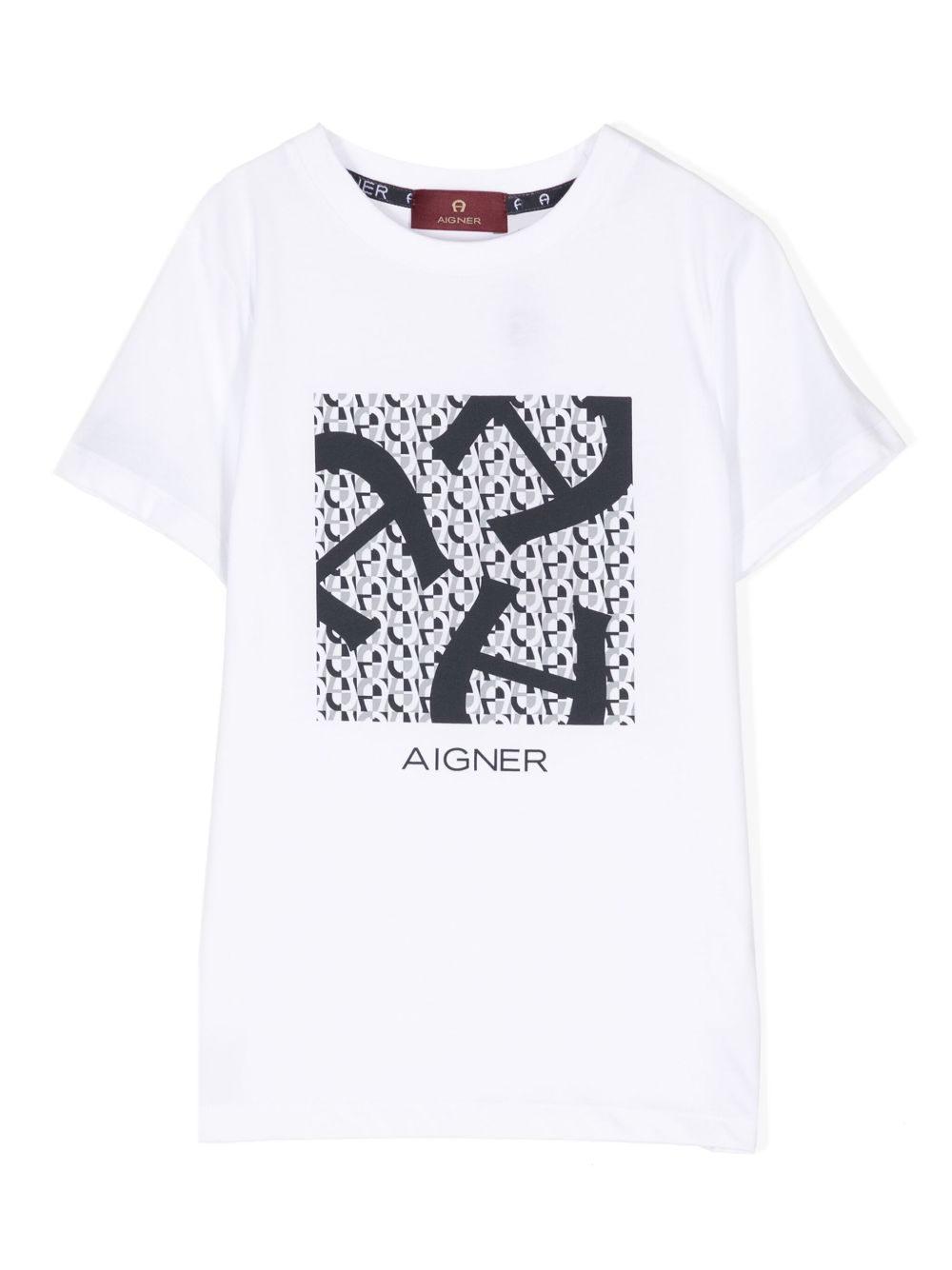Aigner Kids logo印花棉平纹针织T恤 - 白色