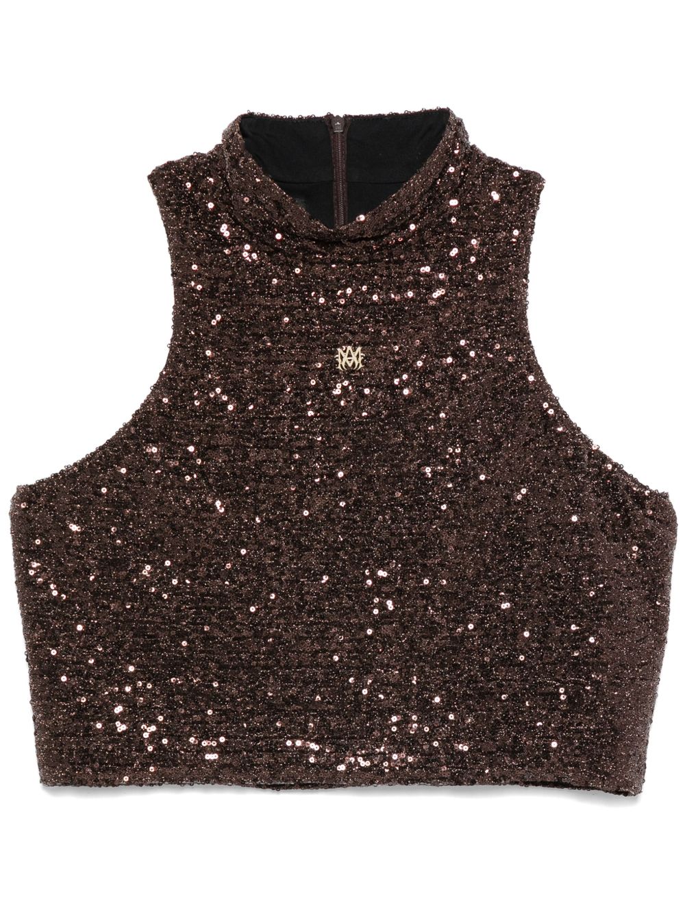 AMIRI logo标牌亮片上衣 - 褐色