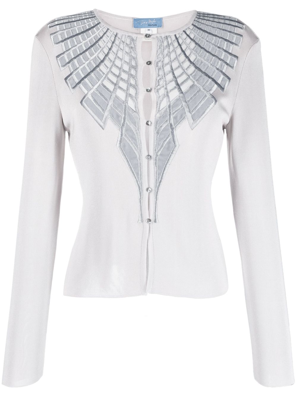 Thierry Mugler Pre-Owned Wings 图案系扣针织上衣 - 灰色