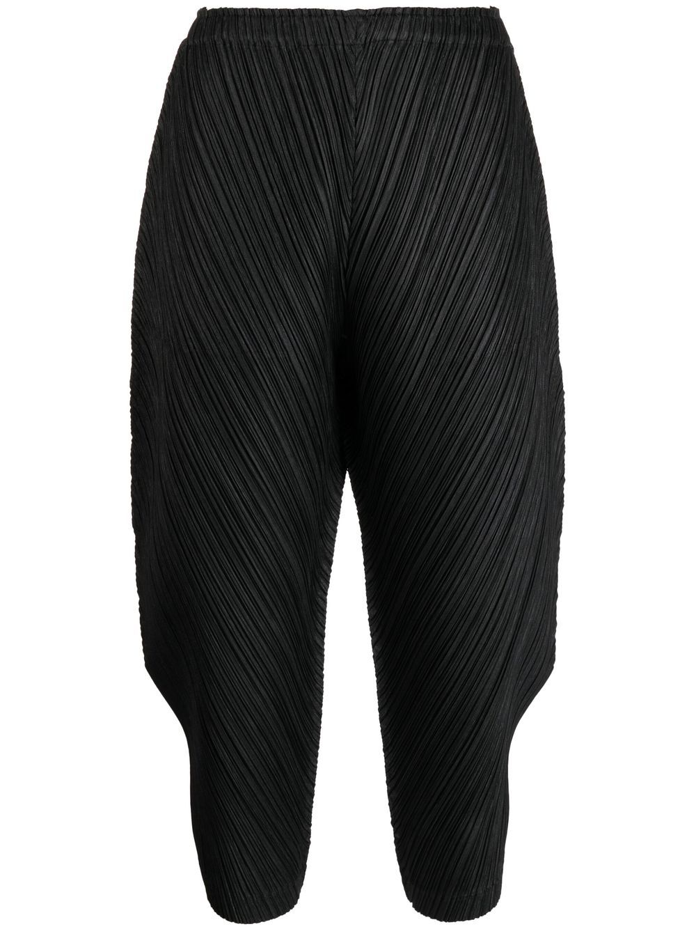 Pleats Please Issey Miyake 细褶细节露踝裤 - 黑色