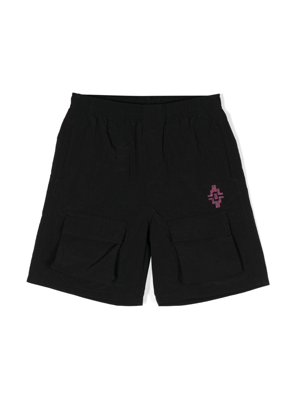 Marcelo Burlon County Of Milan Kids logo刺绣短裤 - 黑色