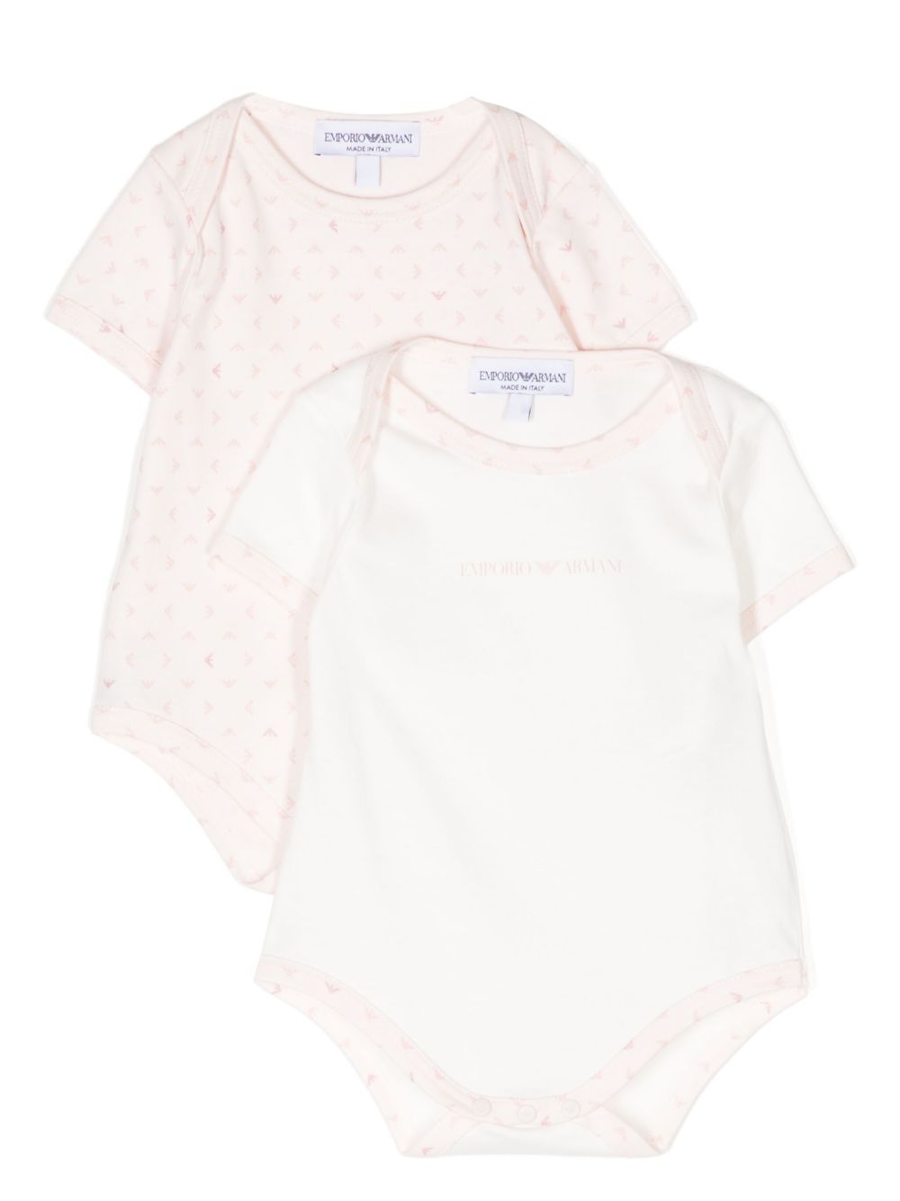 Emporio Armani Kids logo印花棉连体衣（ 两件装 ） - 粉色