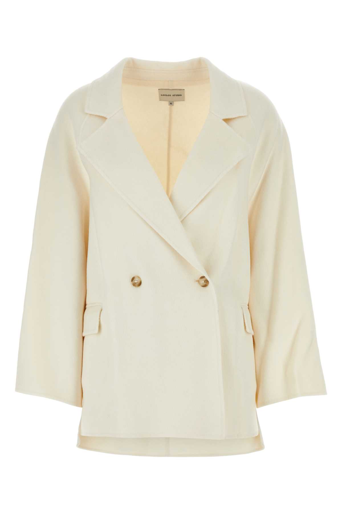 Loulou Studio Ivory Wool Blend Gary Coat
