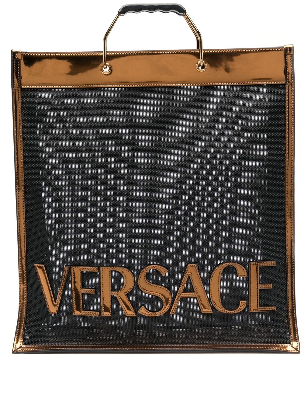 Versace logo贴花半透明手提包 - 黑色
