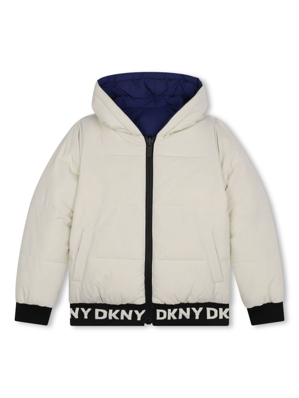 Dkny Kids logo印花双面蓬松夹克 - 蓝色