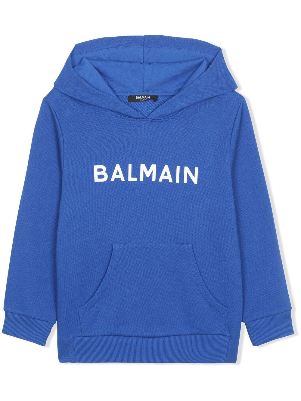 Balmain Kids logo印花棉连帽衫 - 蓝色