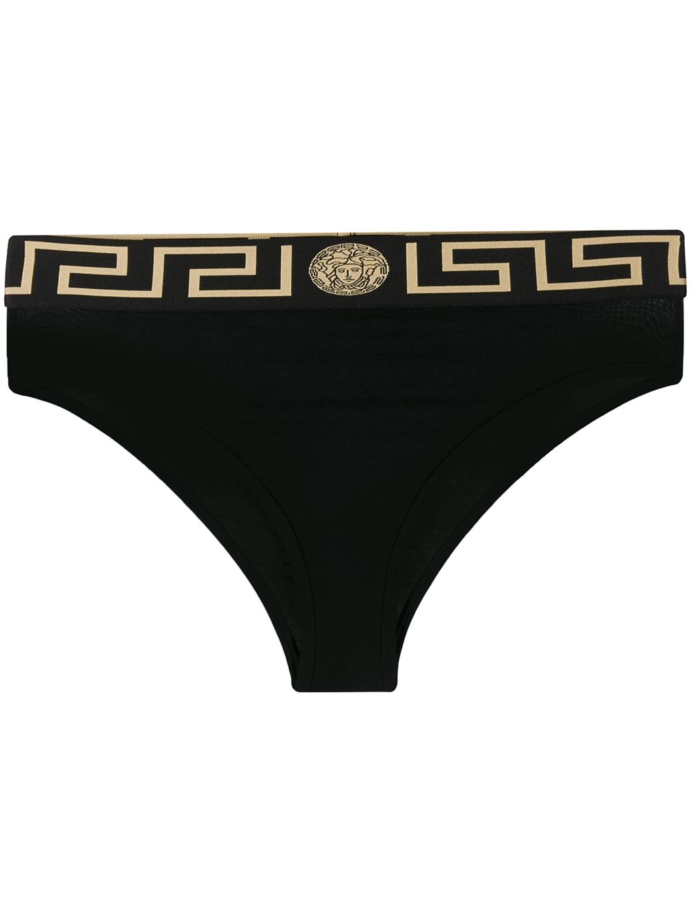 Versace 希腊回纹图案边饰高腰三角内裤 - 黑色
