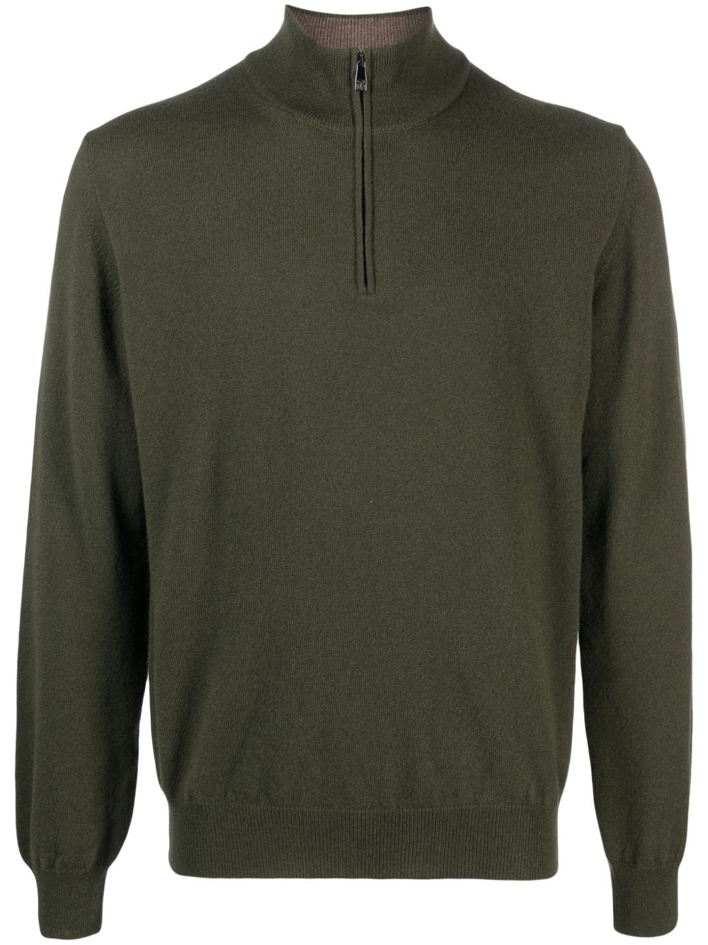 Corneliani 高领罗纹边饰毛衣 - 绿色
