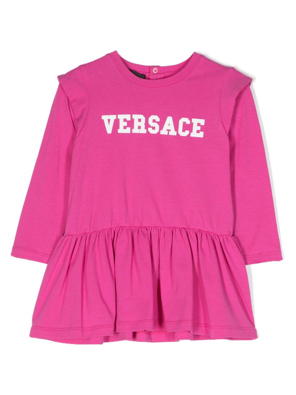 Versace Kids logo印花长袖连衣裙 - 粉色