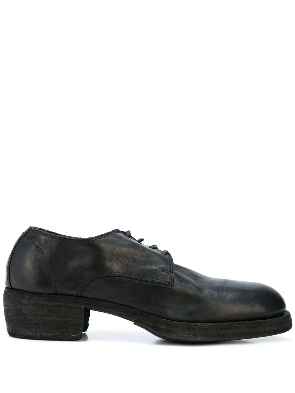 Guidi 圆头系带牛津鞋 - 黑色