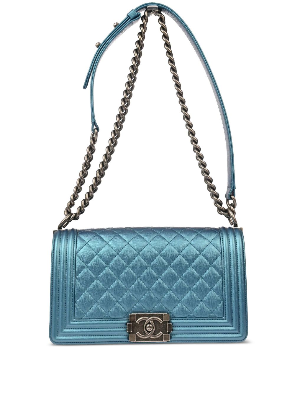 CHANEL Pre-Owned Boy Chanel 中号单肩包（2017年典藏款） - 蓝色
