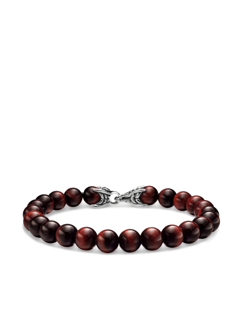 David Yurman 纯银 Spiritual Beads 虎眼石手链 - 褐色