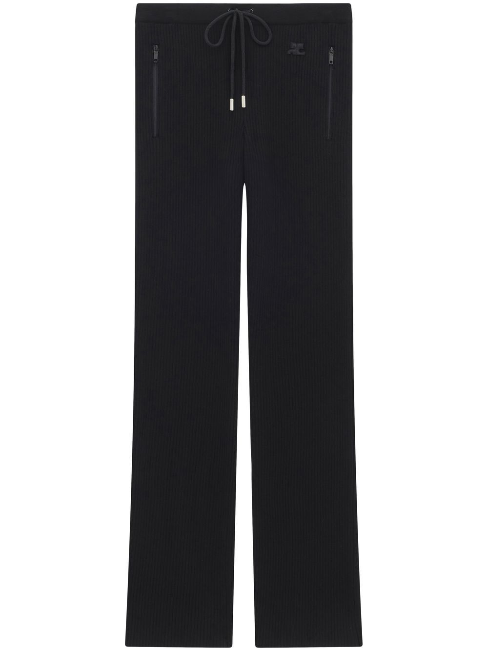 Courrèges Iconique 罗纹针织长裤 - 黑色