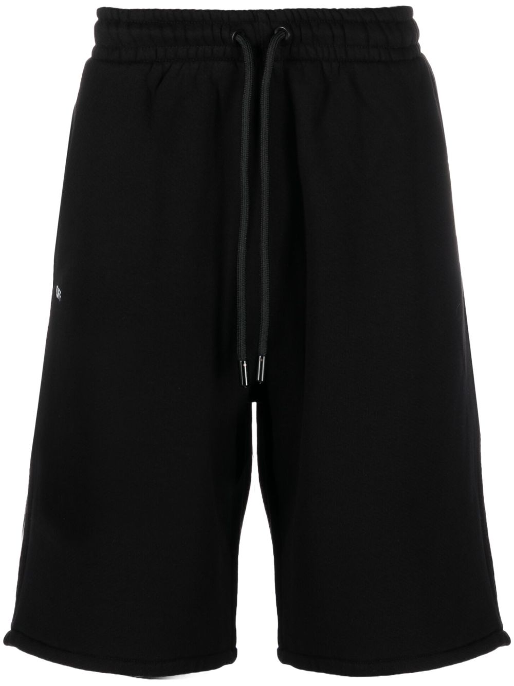 Off-White logo印花抽绳运动短裤 - 黑色