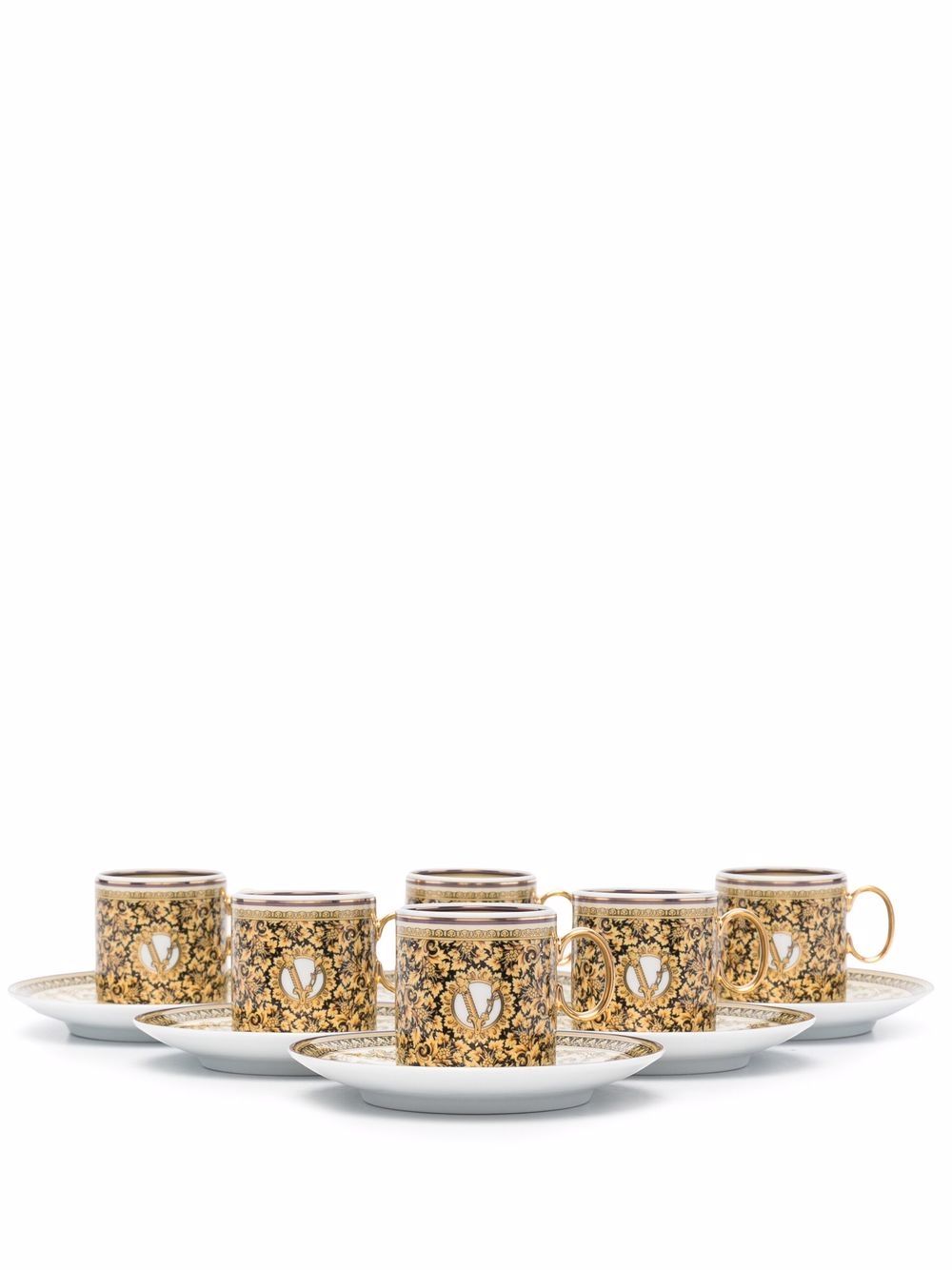 Versace Barocco Mosaic 意式浓缩咖啡杯盘套装 - 金色