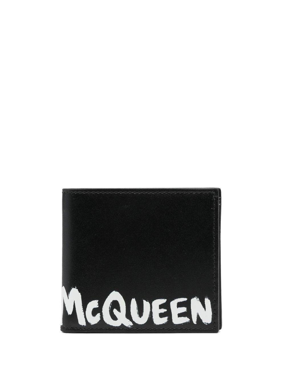 Alexander McQueen logo印花对折钱包 - 黑色