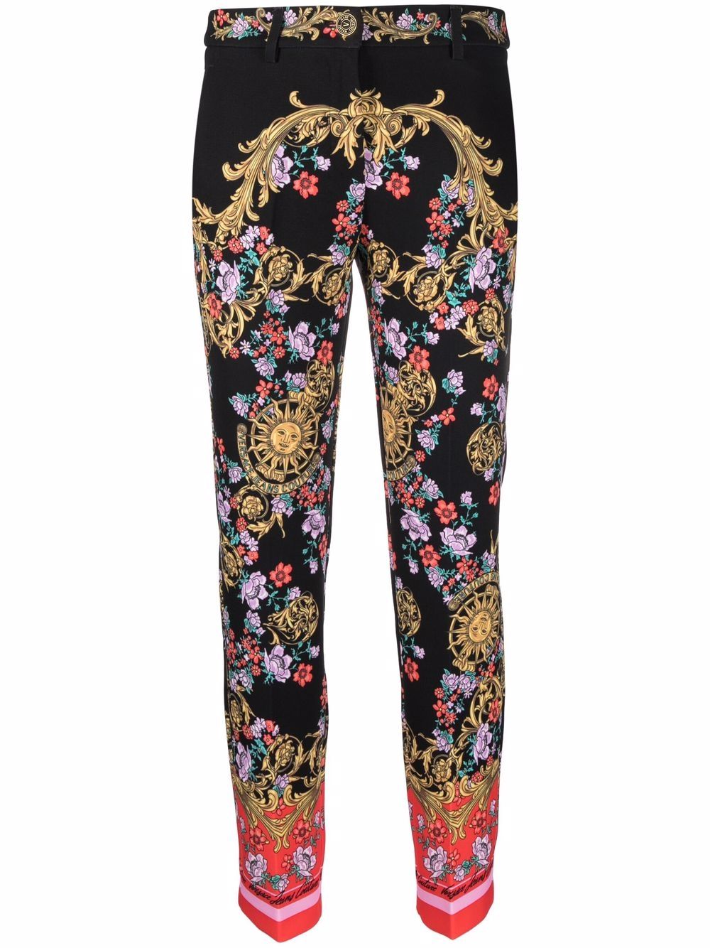 Versace Jeans Couture 范思哲 巴洛克印花贴身长裤 - 黑色