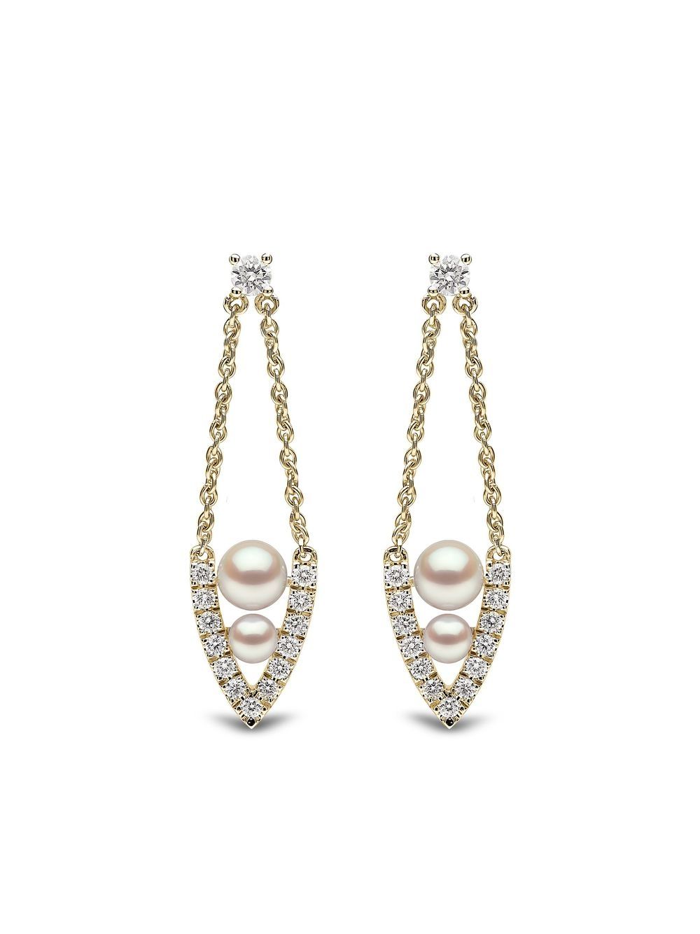 Yoko London Sleek 18K黄金钻石珍珠耳环 - 金色