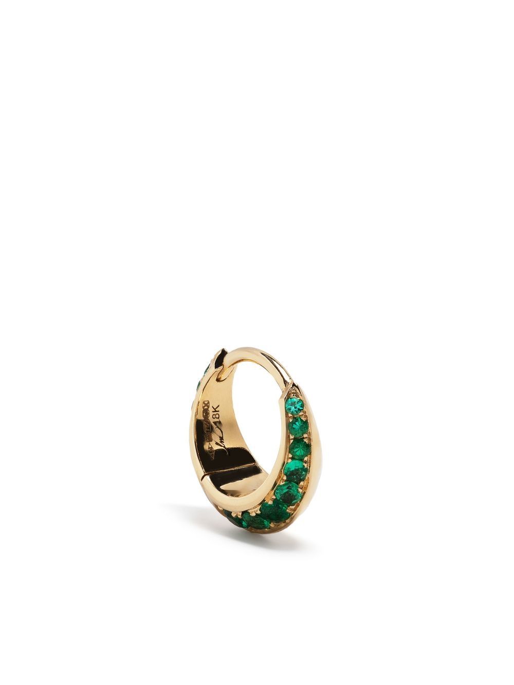 Lizzie Mandler Fine Jewelry 18K黄金 Small Crescent 祖母绿宝石圈形耳环 - 金色