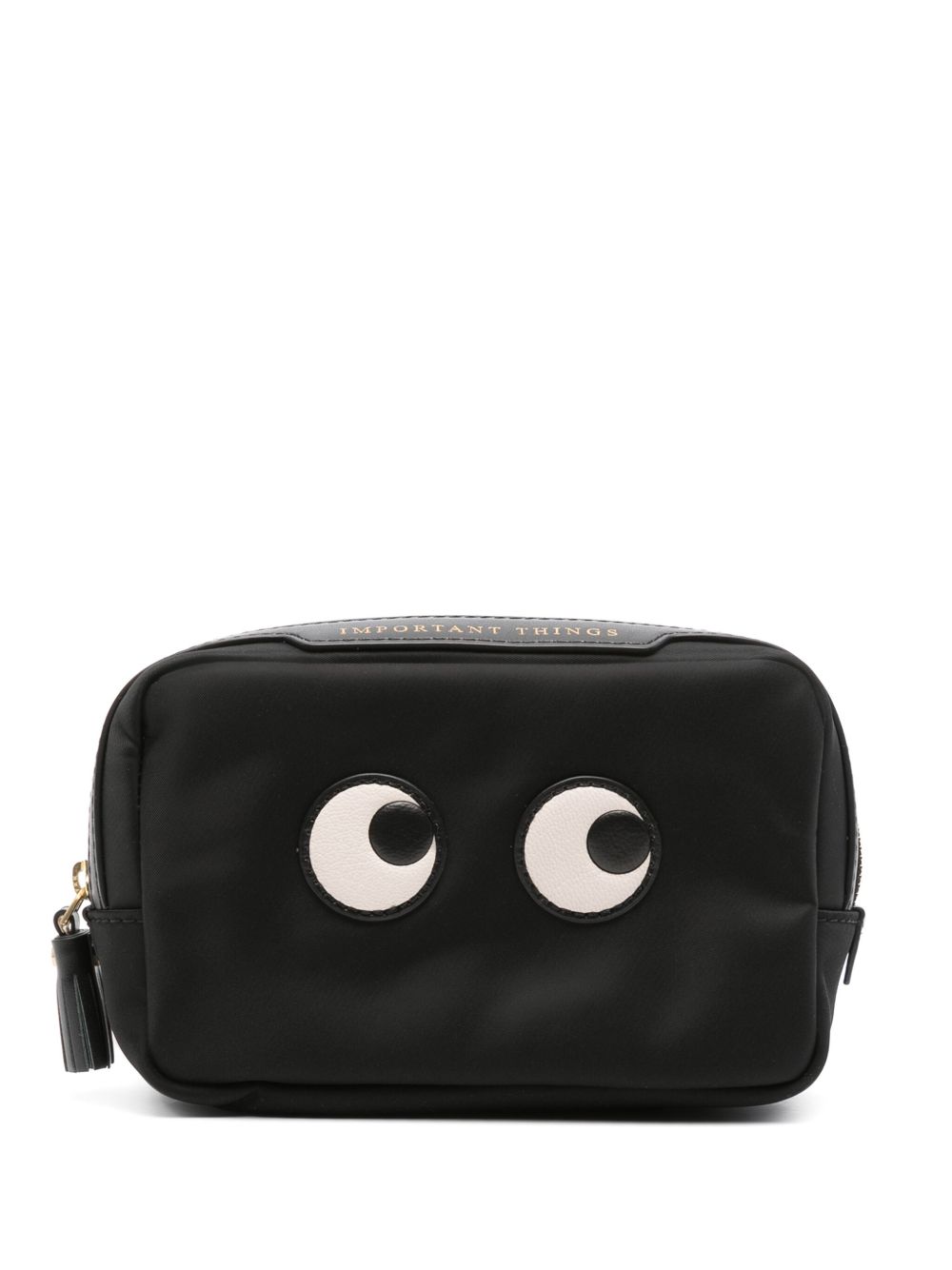 Anya Hindmarch Eyes logo贴花化妆包 - 黑色