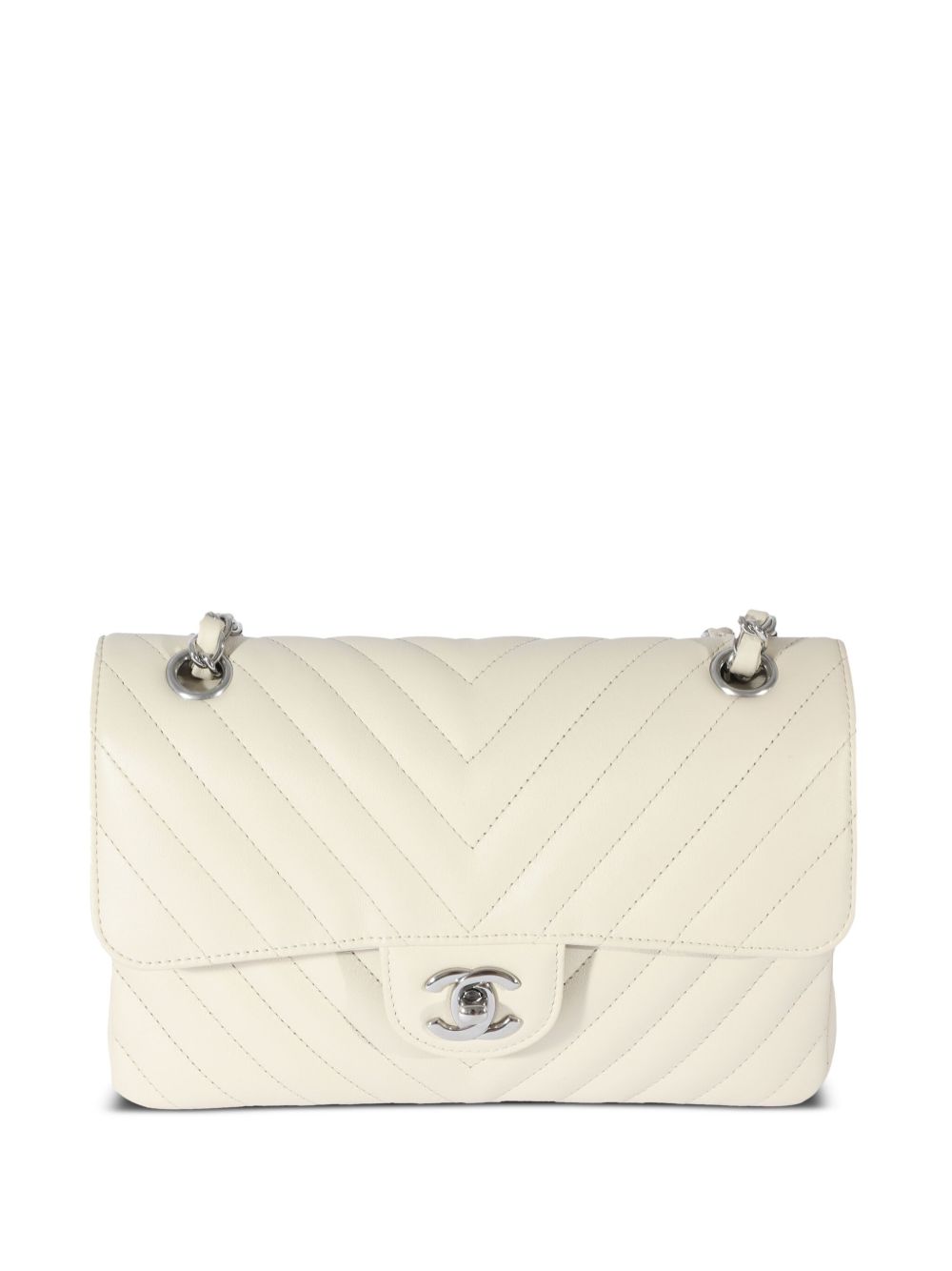CHANEL Pre-Owned 人字纹图案绗缝小号单肩包（ 2022年典藏款 ） - 白色