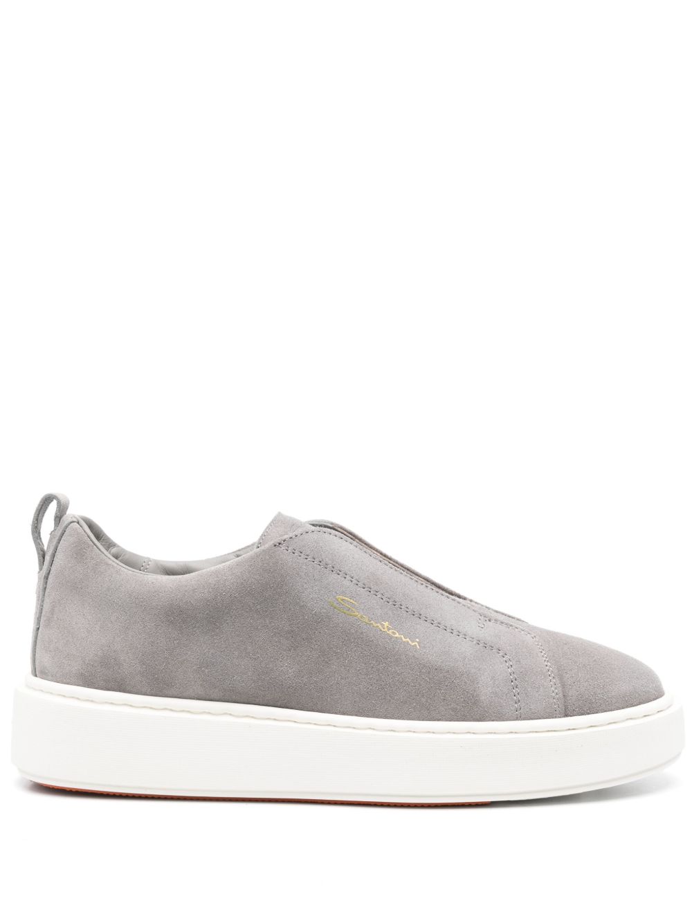 Santoni 绒面皮套穿式运动鞋 - 灰色