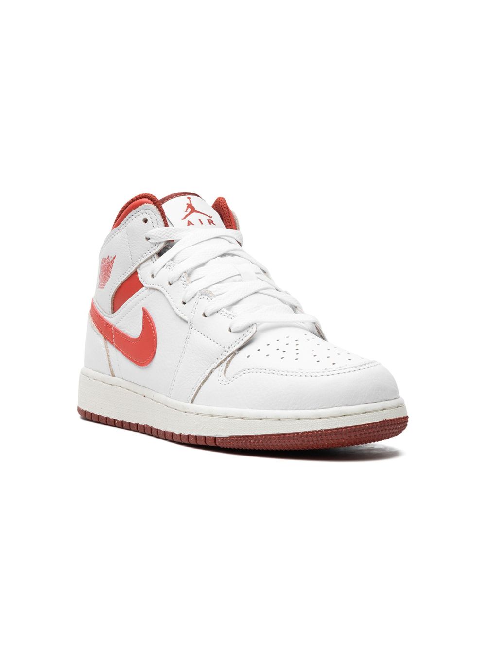 Jordan Kids Air Jordan 1 Mid SE White/Dune Red 运动鞋 - 白色