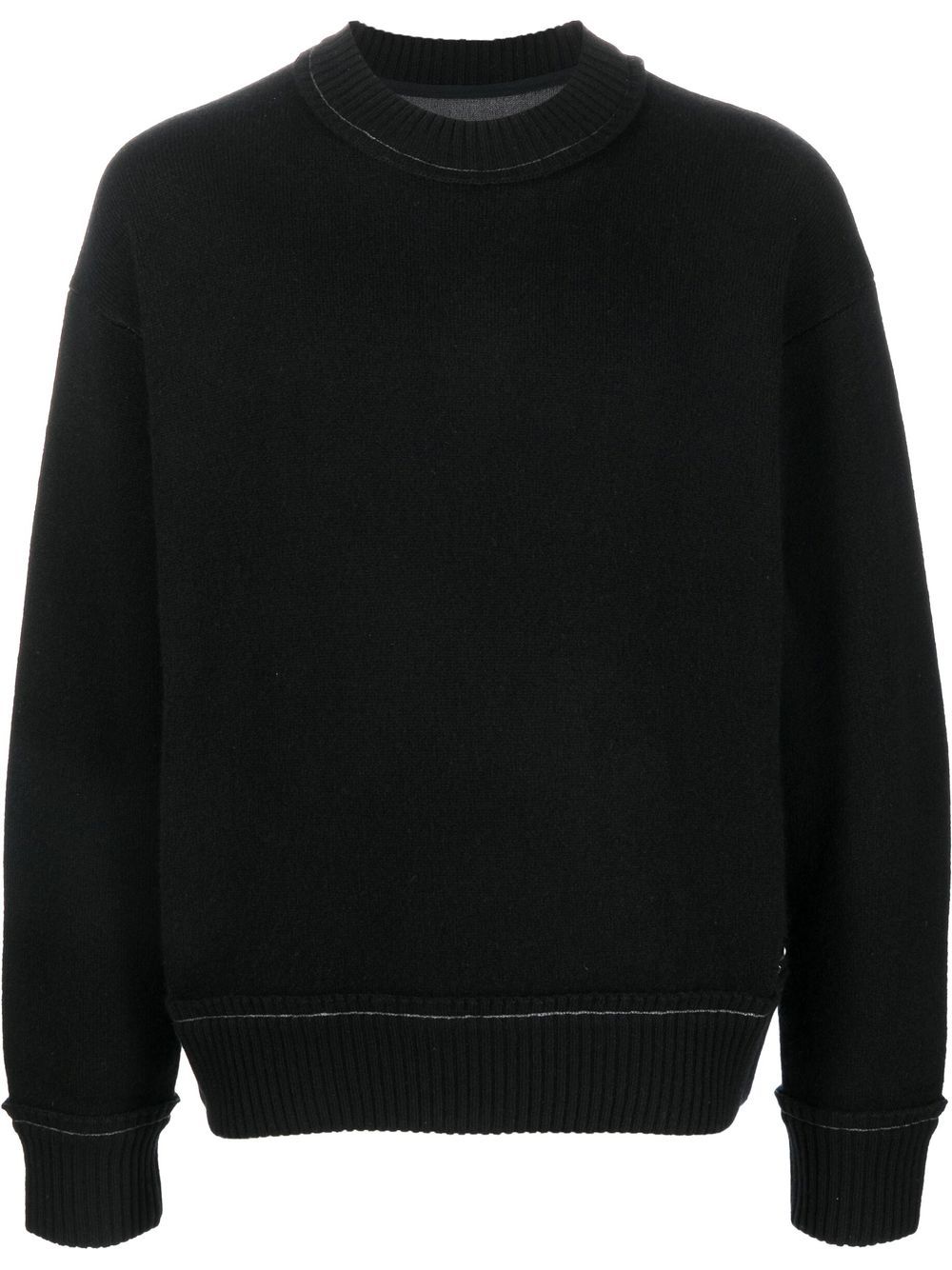 sacai logo标牌圆领毛衣 - 黑色