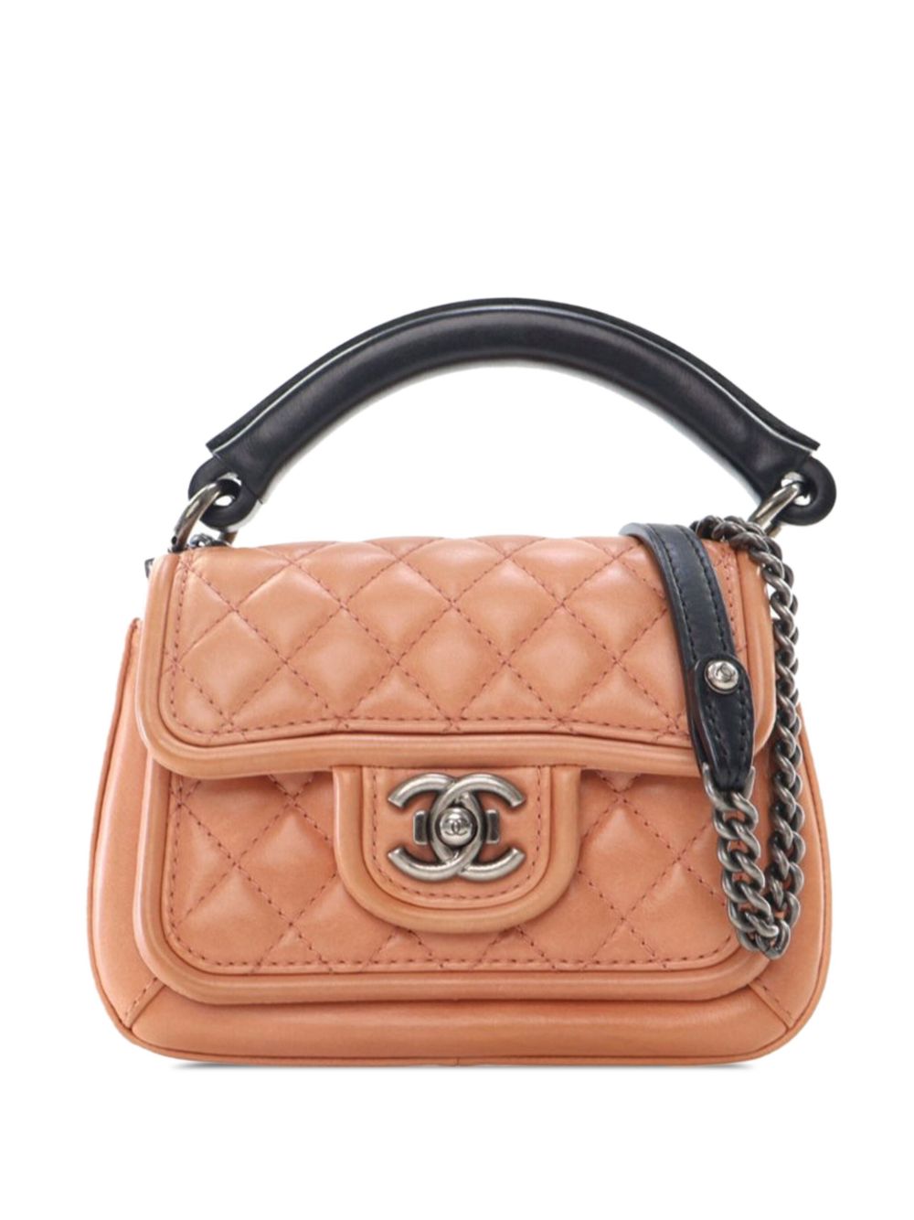 CHANEL Pre-Owned Prestige Flap 小号绗缝小牛皮斜挎包（2015-2016年典藏款） - 褐色