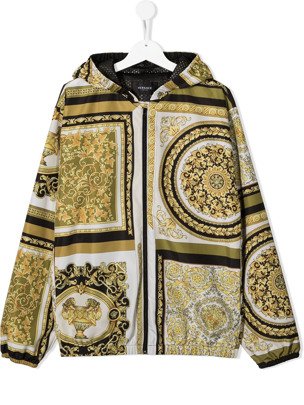 Versace Kids 范思哲 Barocco印花连帽夹克 - 黄色
