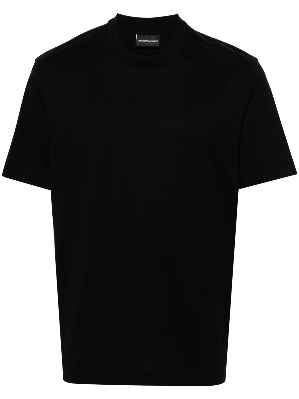 Emporio Armani logo压纹棉T恤 - 黑色