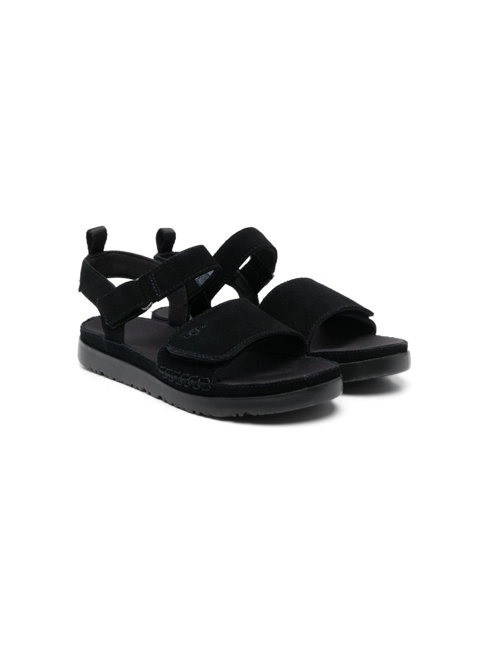 UGG Kids 绒面小牛皮裹踝凉鞋 - 黑色