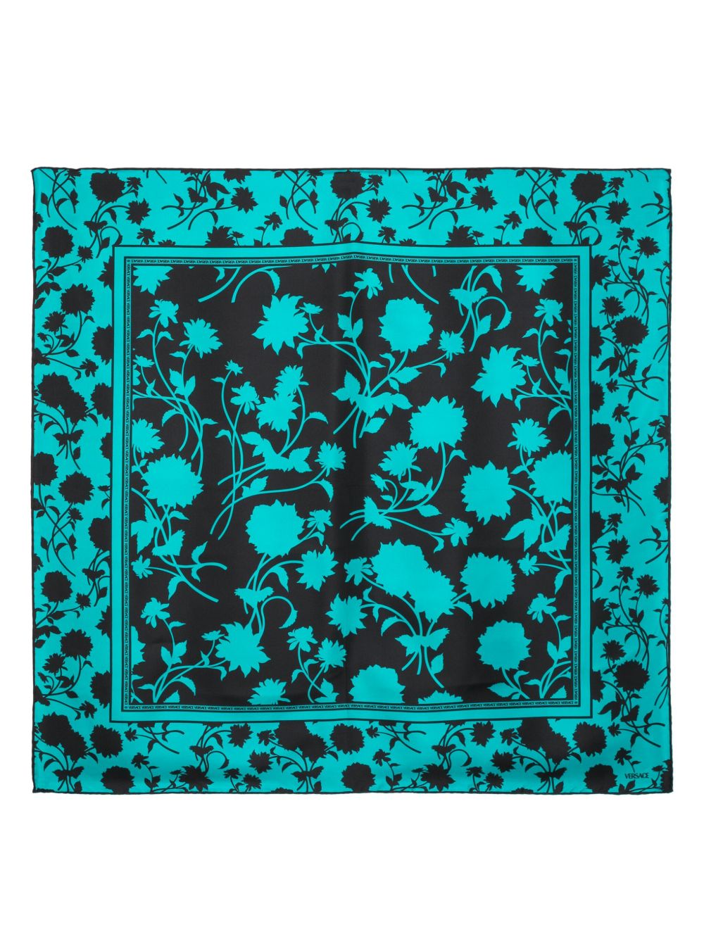 Versace Floral Silhouette 印花真丝软薄绸 - 黑色
