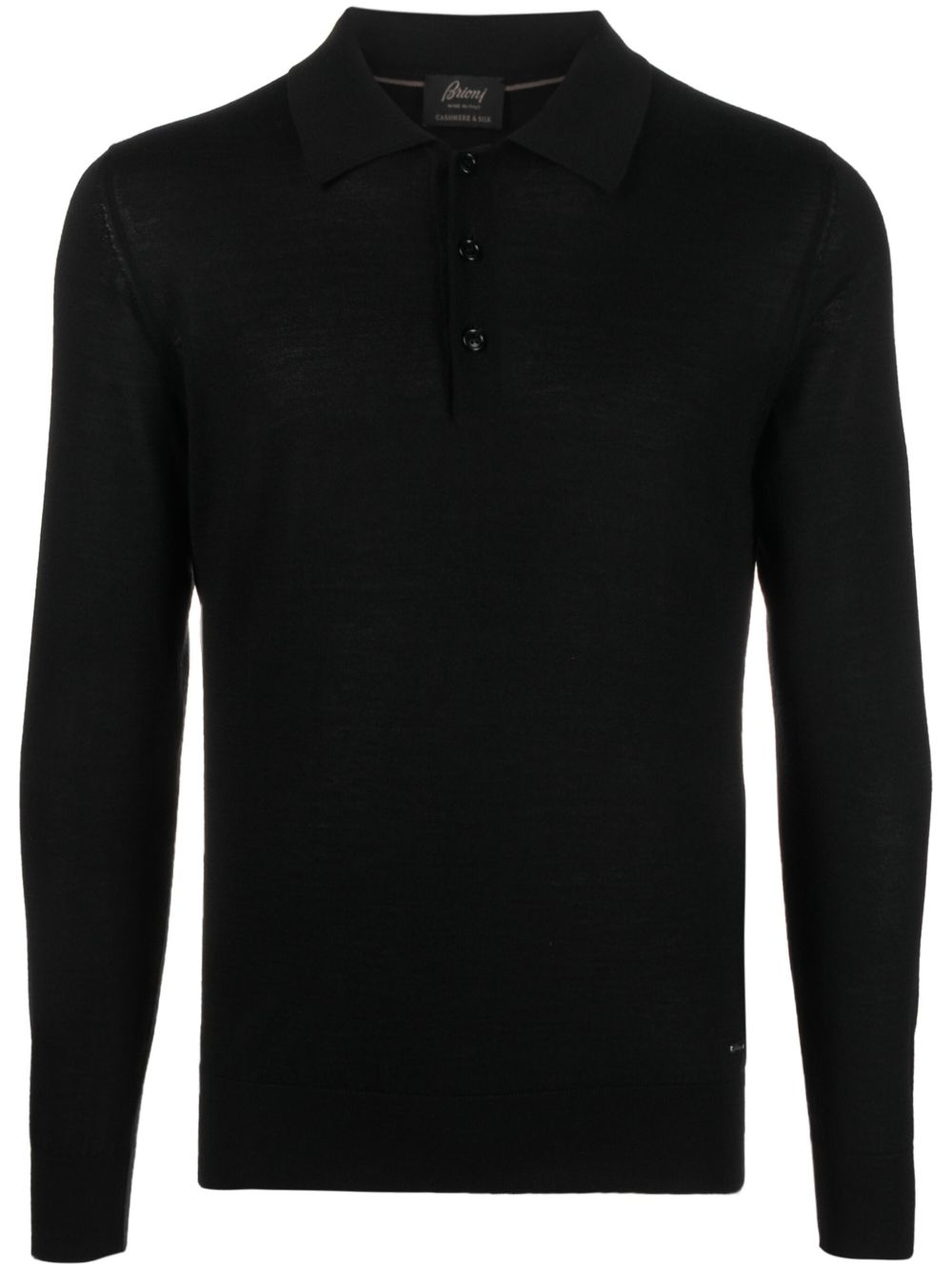 Brioni 长袖羊绒混纺polo衫 - 黑色