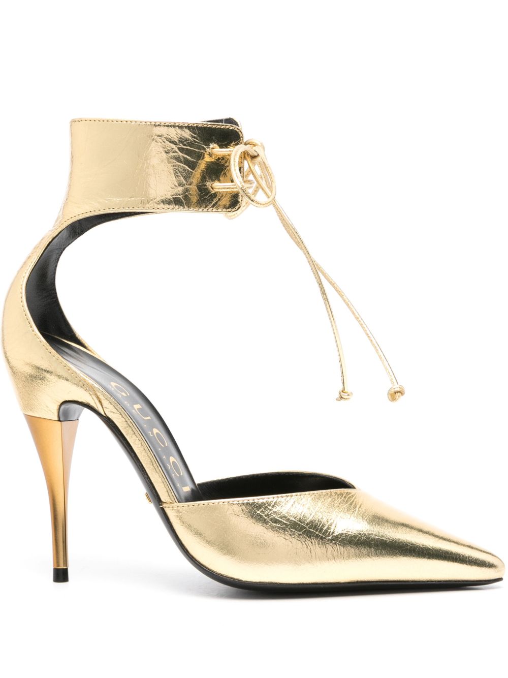 Gucci Priscilla 金属感高跟鞋（10.5厘米） - 金色
