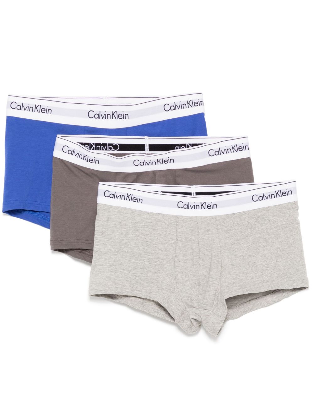 Calvin Klein logo腰边四角裤（三件装） - 灰色