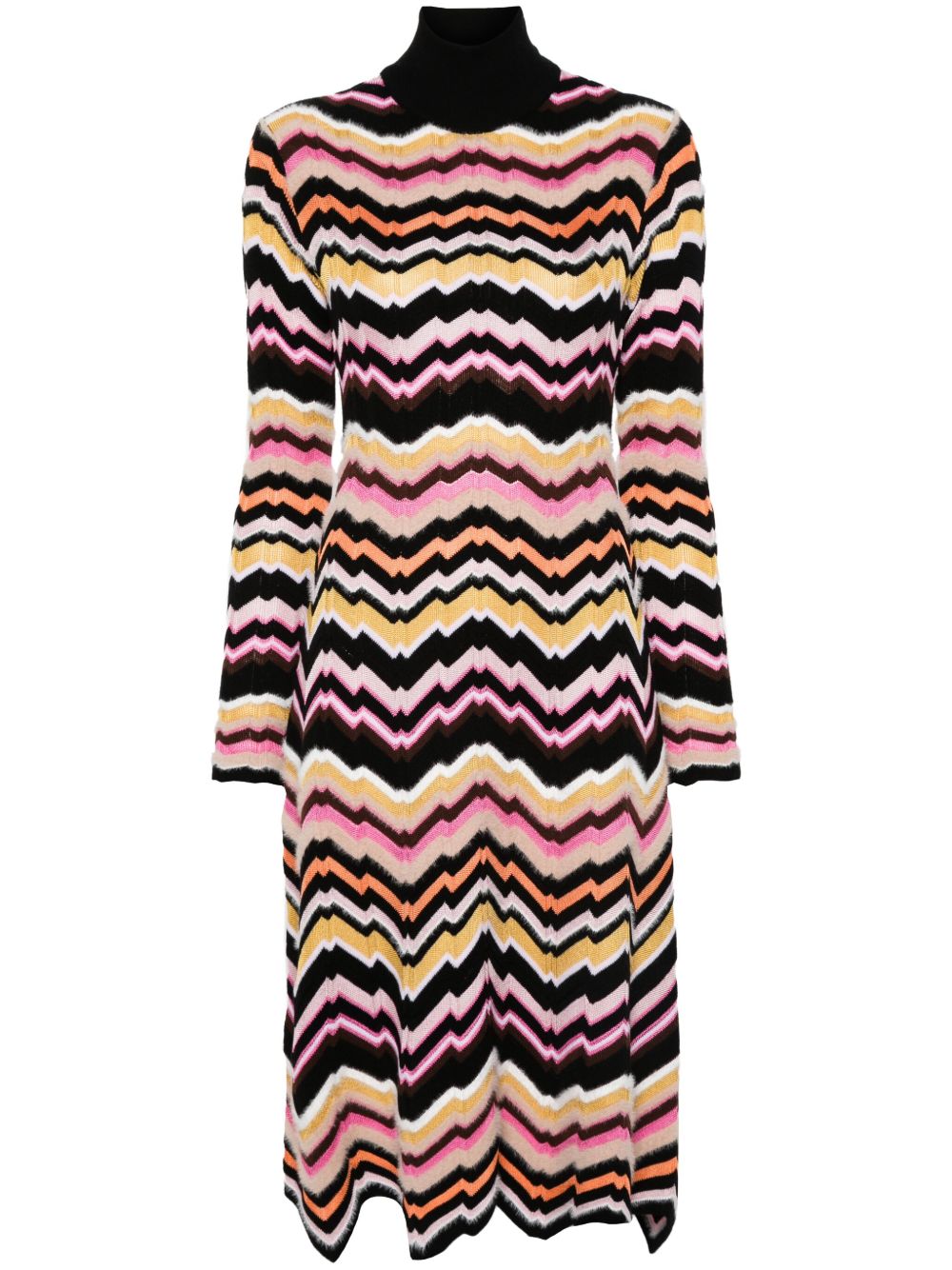Missoni Z字形图案细节中长连衣裙 - 黑色