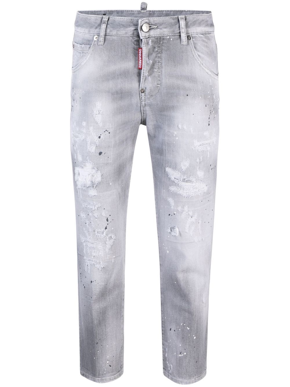 DSQUARED2 仿旧低腰露踝牛仔裤 - 灰色