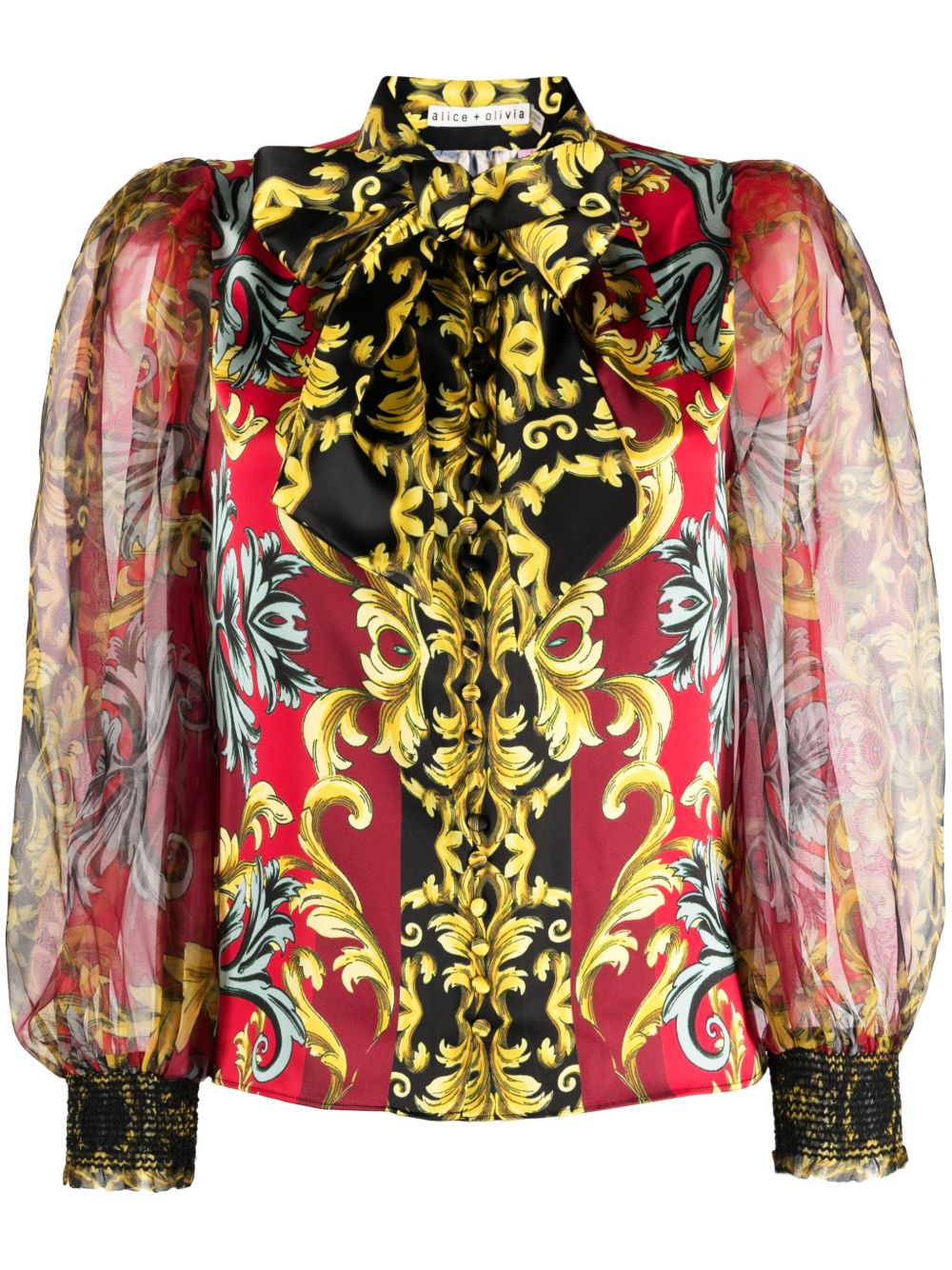 alice + olivia Brentley 系带领罩衫 - 红色